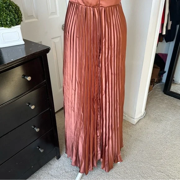 Lulu's Strapless Copper Pleated Dress - Picture 13 of 16